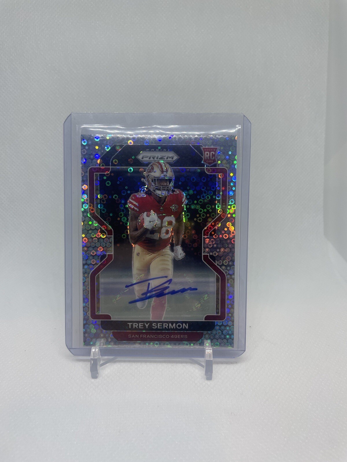 2021 PANINI PRIZM NO HUDDLE TREY SERMON SILVER DISCO AUTO RC #354 49ERS NFL