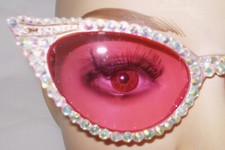 SUNGLASSES CAT EYE SHAPED PINK FRAME PINK LENS CRYSTAL RHINESTONES FREE US SHIP