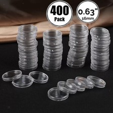 400PCS 16mm Coin Holder Capsules Clear Round Plastic Coin Container Case