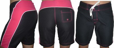 New Junior Womens 0 LILU Surf Swim Suit BOARD SHORTS Black Pink MSRP $30