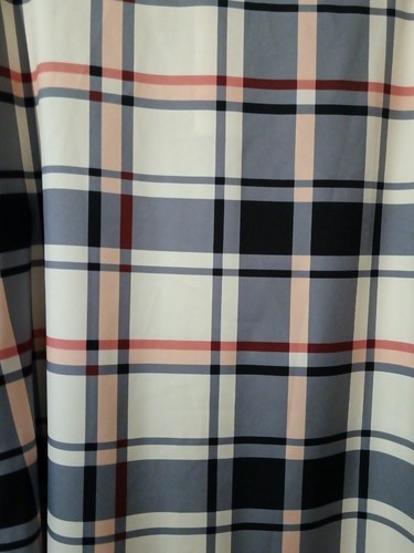 Cestyle Sz Large Unique Peach/Navy Plaid Tunic Blouse L/S Or Roll Tab NWT - Picture 6 of 13