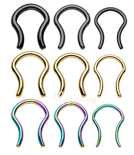 1PC. Anodized 316L Surgical Steel Septum Retainer 16G 14G 12G 10G - Picture 2 of 3