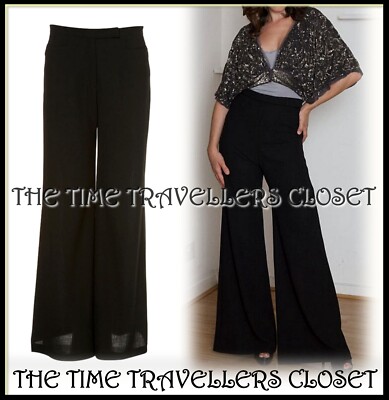 Seltene Kate Moss Topshop Krepp schwarz Wollmischung weite Matrosenhose UK 6 34 2 33 L