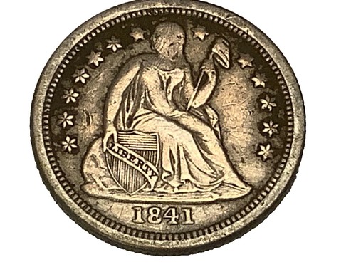 1841 O Seated Liberty Dime ANACS VF20 Details Tooled RARE OLD BLUE