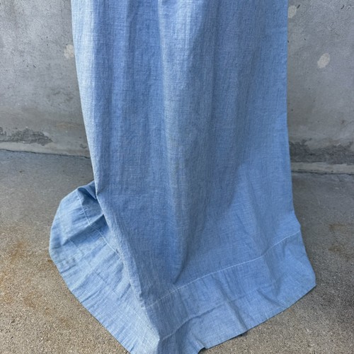 Antique Edwardian Blue Chambray Cotton Dress Workwear Prairie Maxi Vintage - Picture 9 of 23