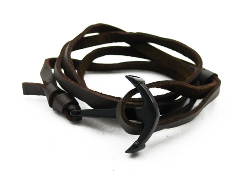 Black/Brown Braided Leather Bracelet for Men Women Cuff Wrap Wristband - Picture 4 of 5