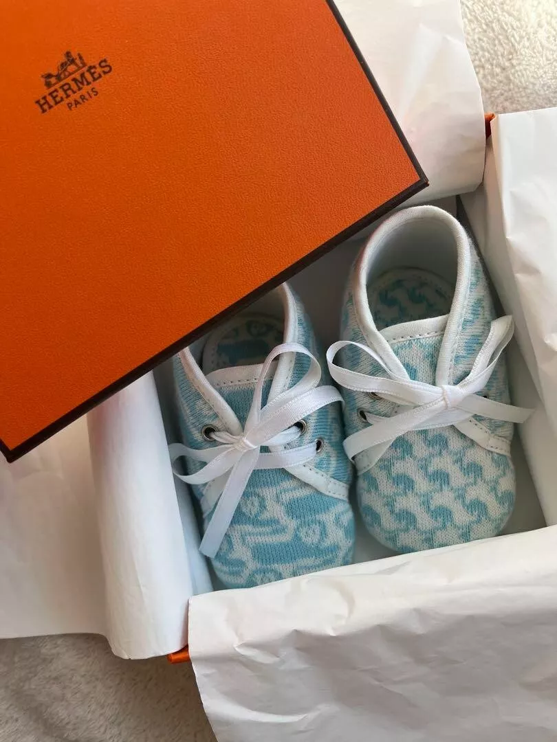 HERMES Baby Shoes First Shoes Blue 10.5cm