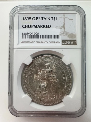 1898 GREAT BRITAIN SILVER British SILVER TRADE DOLLAR NGC CHOPMARKED COIN