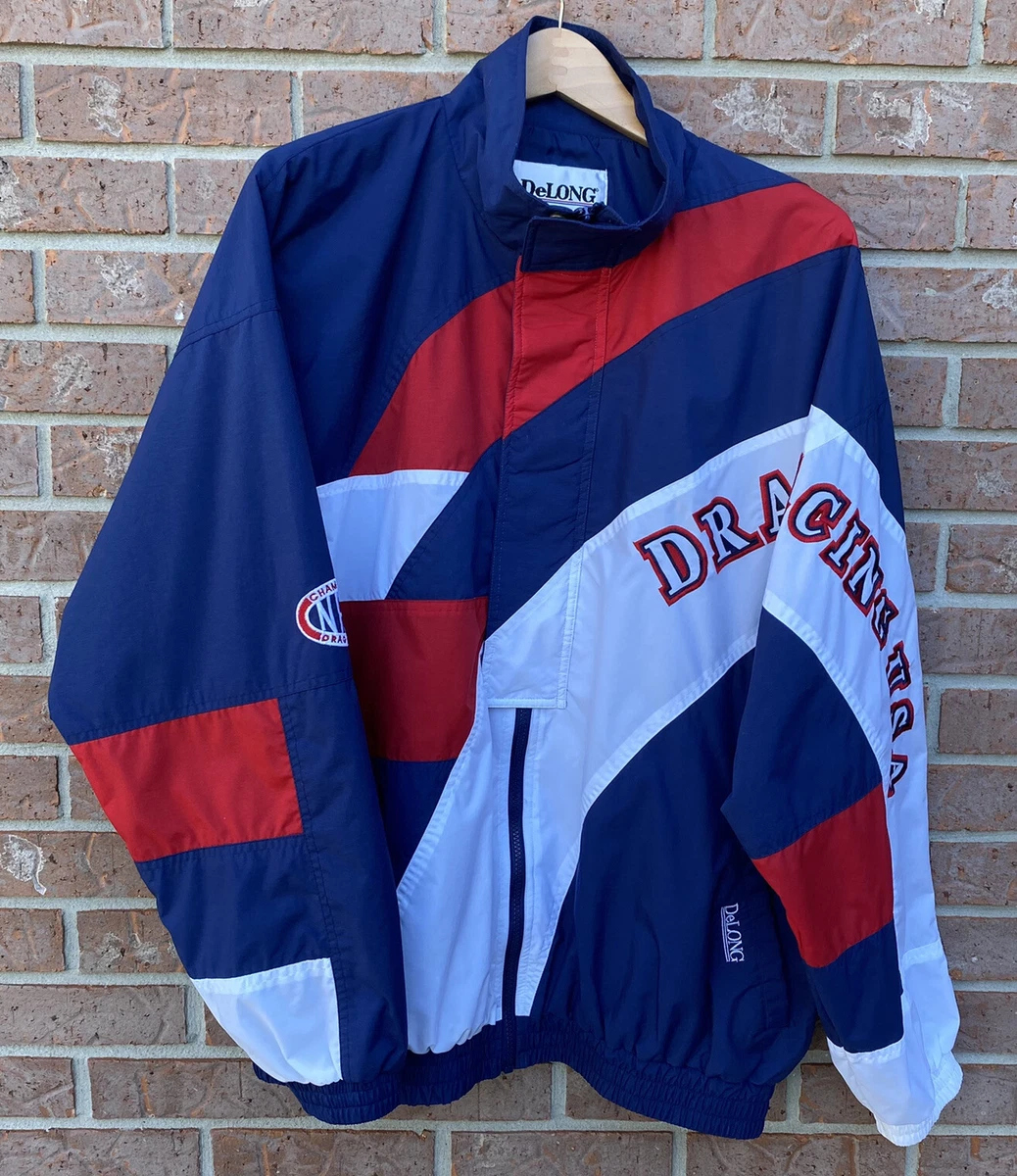 Vintage DeLong NHRA Drag Racing USA Colorblock Windbreaker Jacket Multi Mens 2XL