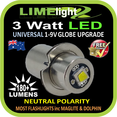 MagLite Upgrade LED Mini AA 3w Bulb Globe for Flashlight Torch 1-3v 120