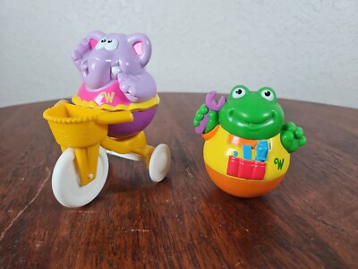Vintage Hasbro Weebles Yellow Tricycle Frog and Elephant pink yellow tutu lot 3