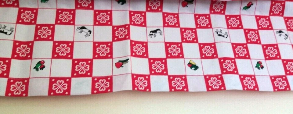 Red & White Buffalo Check 农舍厨房帷幔 35"x13"帷幔带奶牛 — 第 2/4 张图片