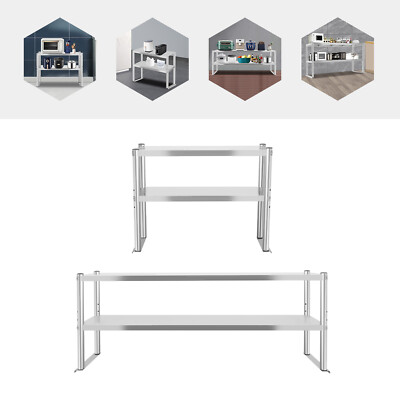 Commercial Stainless Steel Kitchen Prep Table Double Overshelf - 12'' X 30''/59''
