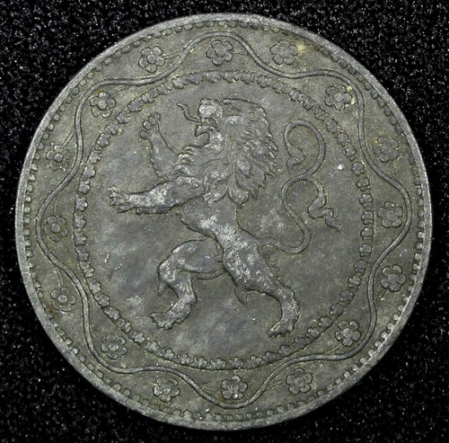 BELGIO Occupazione Tedesca Zinco 1916 25 Centesimi Emissione WWI KM# 82 (25 045) - Foto 3 di 3