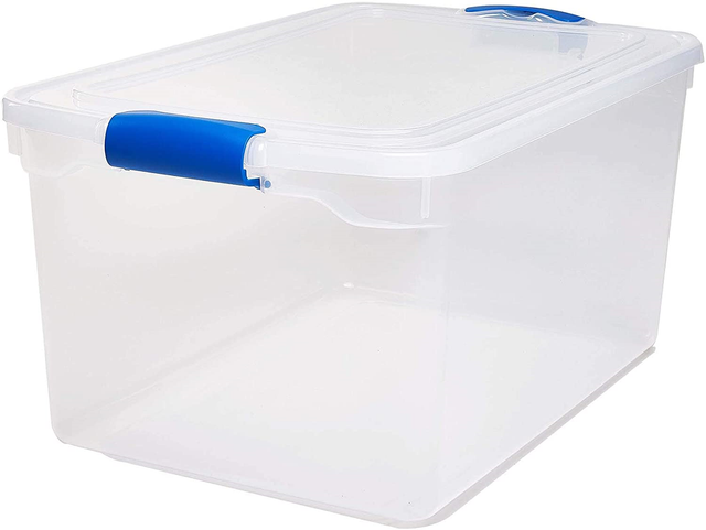 Homz 3442clrecom 02 66qt Storage Box Clear Blue 2 Pack For Sale Online Ebay