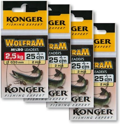 KONGER FISHING EXPERT Filo Leader Tungsteno Tungsteno Tracce Attrezzatura da Pesca Girevole e Snap Confezione da 5