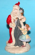 Artmark resin old world Santa w girl and toys New Christmas 5 in. tall figure