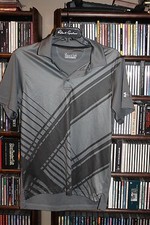 Under Armour Heat Gear Golf polo Shirt Gray Charcoal Diag stripes Mens S b84