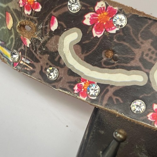 Cinturón Y2K Raro Ed Hardy Brillo Hebilla Grande Cuero Estrás Talla Única - Imagen 19 de 19
