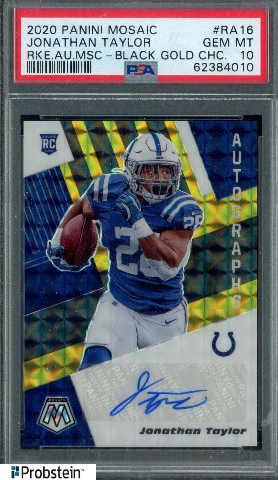 Jonathan Taylor Panini Mosaic Rookie Autographs Mosaic #RA16 Black Gold Choice