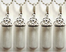 Set of 5 Silver Infinity CREMATION URNS w/Velvet Pouches, Ball-Chains, Fill Kit