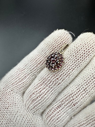 RR Antique Czech Bohemian Natural Rose Garnet Brooch Pendant Victorian snowflake - Picture 21 of 22