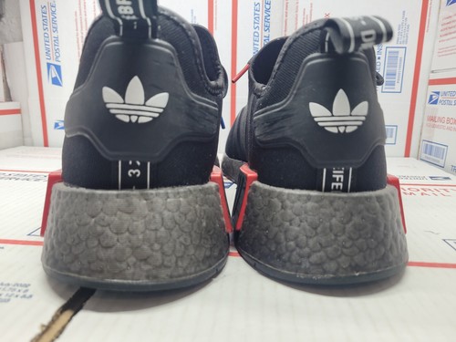 Adidas NMD R1 Men's Size 14 Running Shoes Black/White/Grey GX6978 Used - Picture 2 of 12