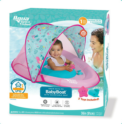 Grow-with-Me Baby Pool Float Boat for Infants, Pink Mermaid, 2 Toys Included