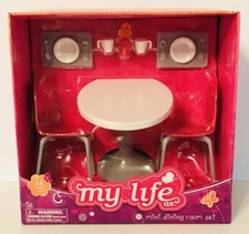NEW My Life As 14 Piece Mini Dining Room Set Doll Furniture for 7" Dolls 
