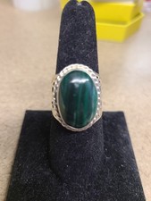 925 Malachite Ring 7 Grams Size 8