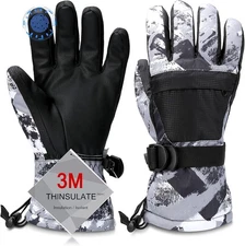 Waterproof Ski Gloves, Warm Winter Snow Gloves for Men, Women & Kids