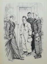 CHAS GRAVE d 1944 ORIGINAL PEN INK CARTOON SAILOR IS PILTDOWN MAN PUNCH 1936