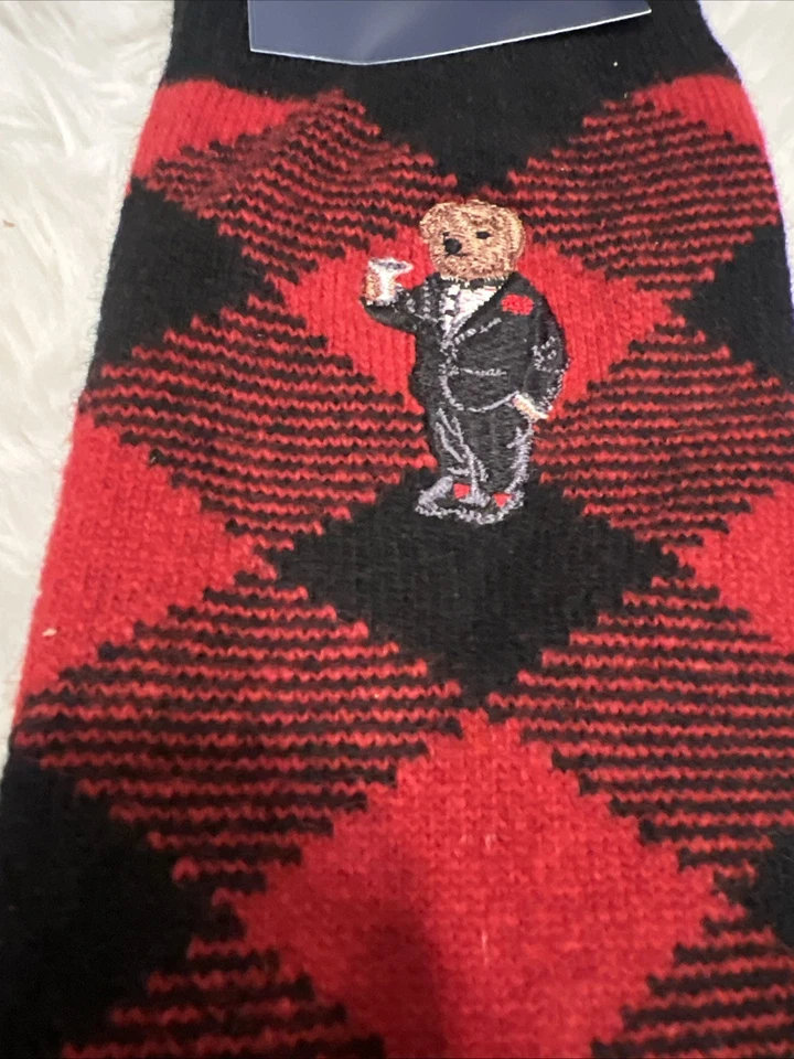 Calcetines Polo Ralph Lauren Cashmere Bear Martini para hombre talla 6-13 (1 par) NUEVOS $36 Foto 4 de 4
