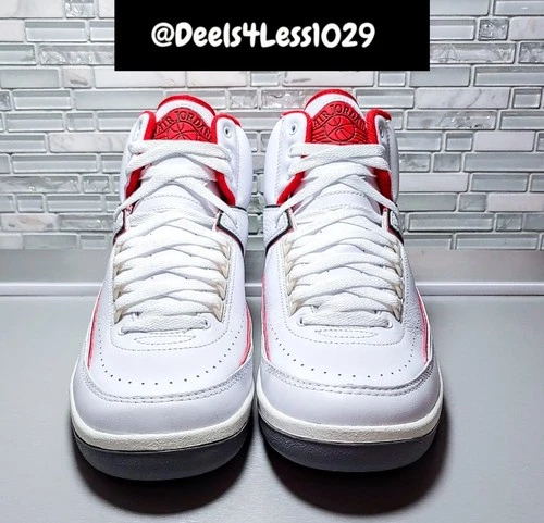 Air Jordan 2 Retro Origins Mens Size 9 White Sail Fire Red Green Grey DR8884-101