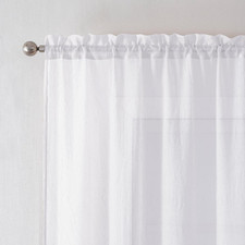 Crushed Sheer White Curtains 84 Inch Length 2 Panels, Light Filtering Solid Crin