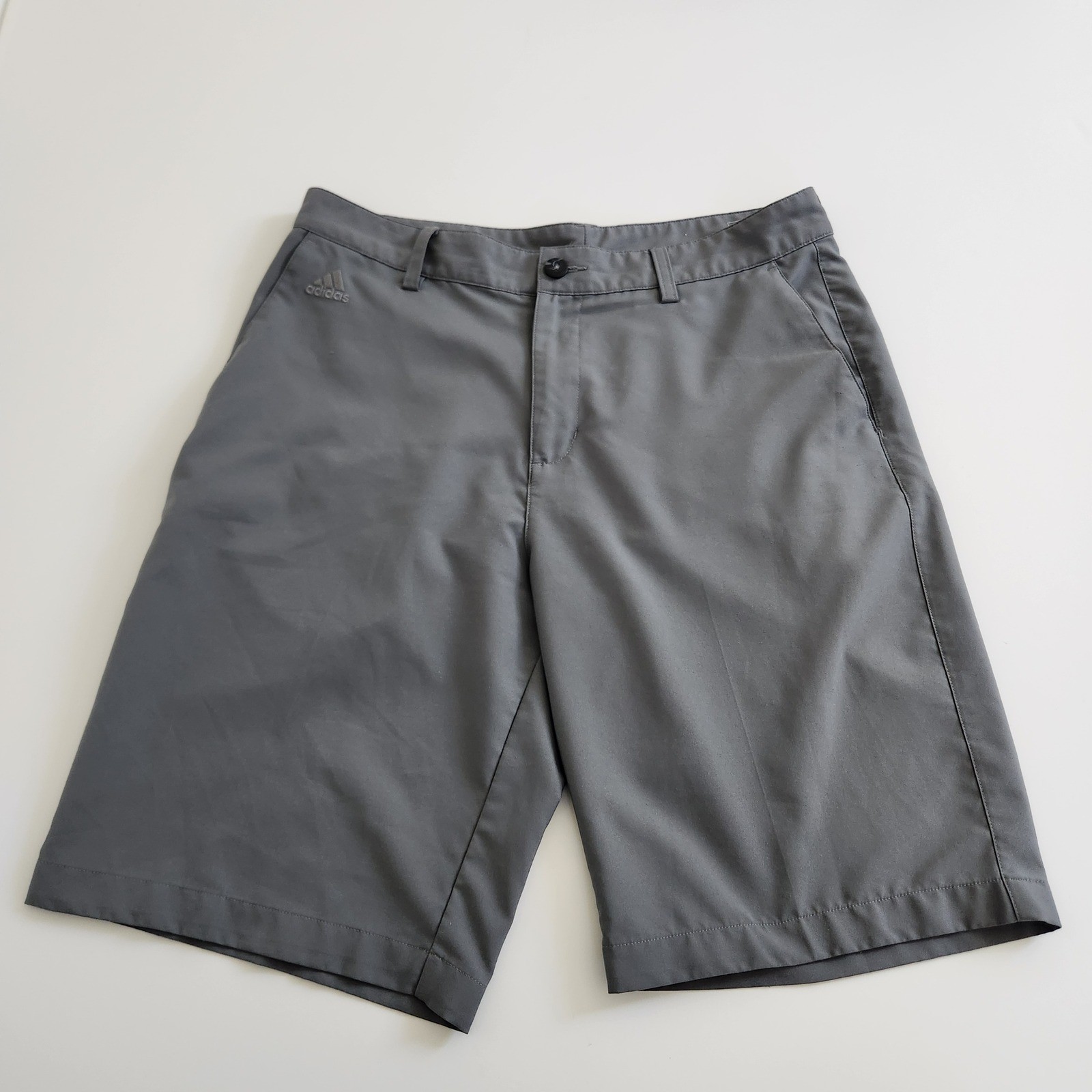 Adidas Climalite Mens Golf Shorts Grey Size 32 Flat Front Performance