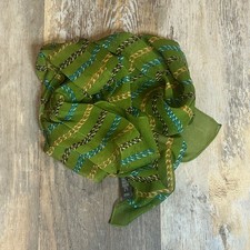 Echo Vintage Green Chain Design Sheer 100 Silk Rectangular Scarf