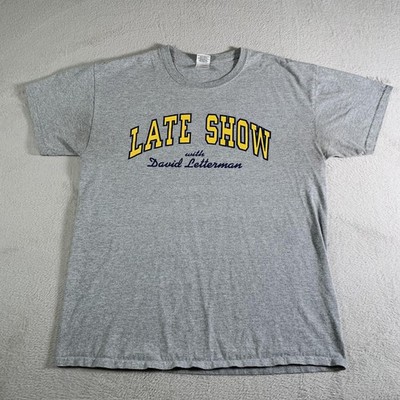 VTG Late Show David Letterman Shirt Mens Large Gray Gildan Graphic Tee TV Show