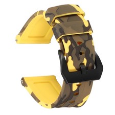 Silicone Watch Bands 26mm Soft Watch Band with Black Buckle, Camo Yellow