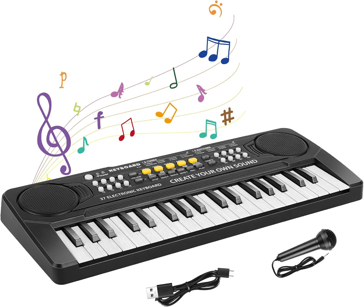 Pianola Musicale per Bambini - Tastiera Elettronica Portatile 37 Tasti Multifunz