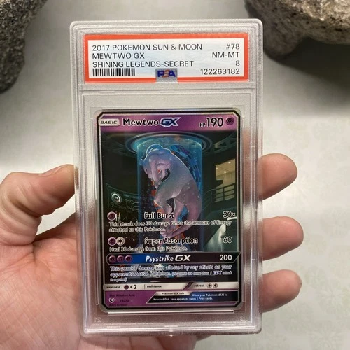 2017 POKEMON SUN & MOON SHINING LEGENDS SECRET #78 MEWTWO GX PSA 8