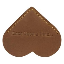 Genuine Leather Heart Bookmark, Handmade Stitched Corner Page Bookmarks Brown