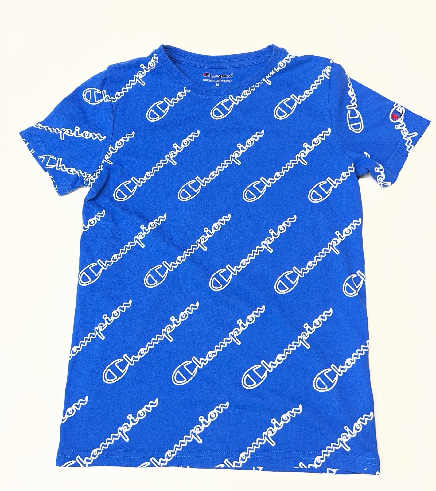 Champion Authentic Athletic Wear Champion Logo All over T-Shirt Blue Boys Size M