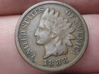 1888 Indian Head One Cent Penny- Fine/VF Details, Partial LIBERTY, Brown