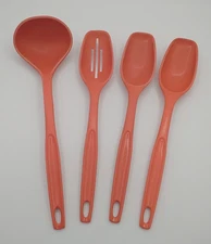Vintage Foley Nylon Serving Ladle Spoon Slotted Lot 4 Orange Plastic LOOK