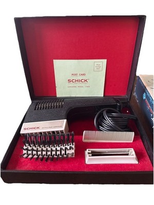 Vtg Lady Schick Air Styler Hair Dryer Brush Model 336 Black Case Original Box