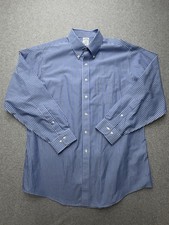 Brooks Brothers Dress Shirt Mens XL Blue Stripe 1818 Regent Non Iron Cotton
