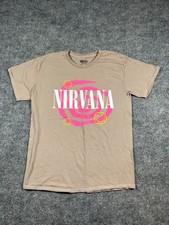 Nirvana Band T Shirt Mens Medium Beige Cotton...