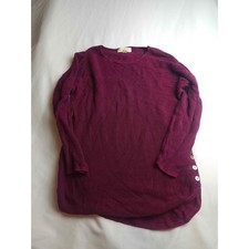 Michael Kors Womens Waffle Knit Side Button Tunic Sweater Burgundy Plum Medium