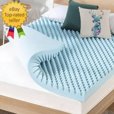 King 4 Inch Egg Crate Memory Foam Mattress Topper with Cooling Gel Infusion Cer